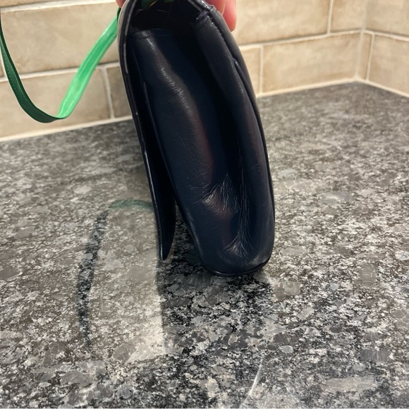 Vintage Allison Bag Genuine Leather Shoulder Strap Bag  Navy And Green - Picture 4 of 9